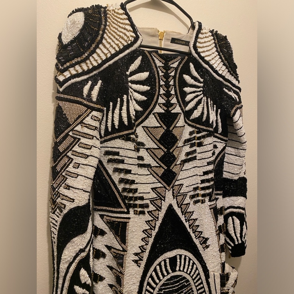 Balmain H&M Rhinestone Beaded Embellished Dress US 8 RARE New Years Party - Picture 8 of 16